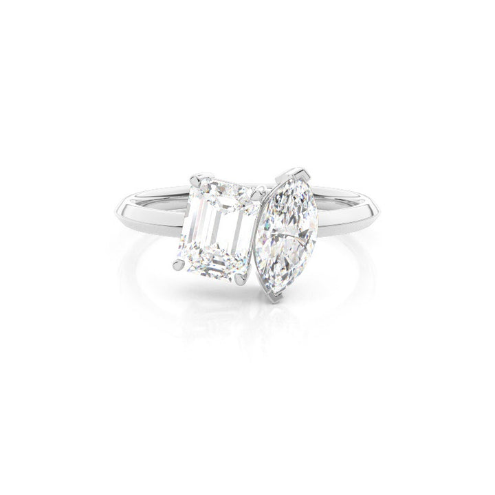 Silvona Toi-et-moi Engagement Ring in 9K Marquise White Gold