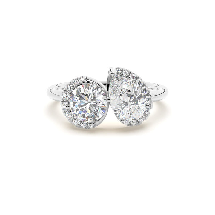 Aroma Toi-et-Moi Engagement Ring in 9K Round White Gold