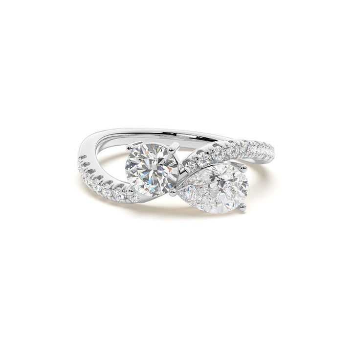 Jade Toi-et-Moi Engagement Ring in 9K Round White Gold