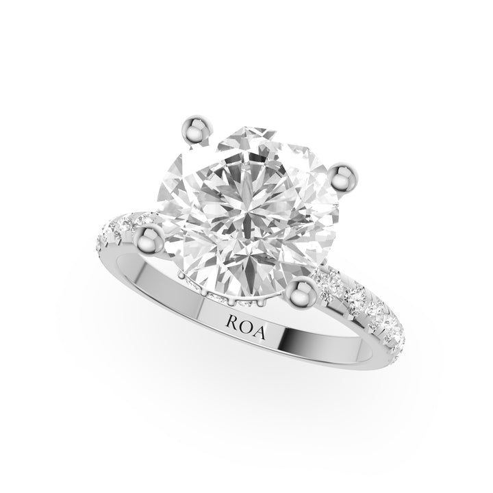 Amarilis Hidden Halo Pave Engagement Ring in Round White Gold