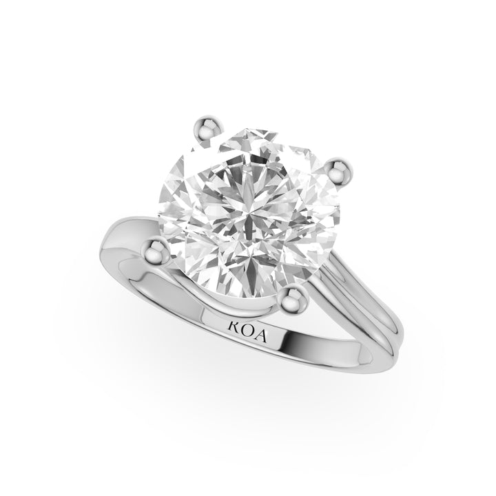 Rose Twisted Shank Engagement Ring in Round White Gold