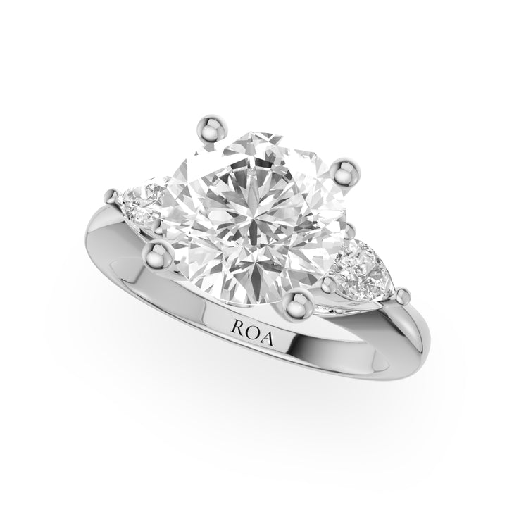 Imperial Three Stone Engagement Ring in Round White Gold