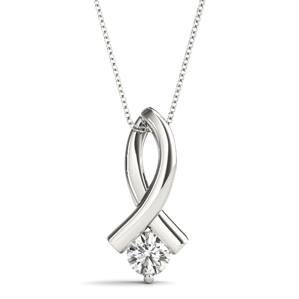 Eterna Ribbon With Round Solitare Pendant
