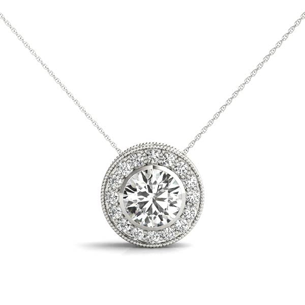 Luna Round Bezel Halo Pendant