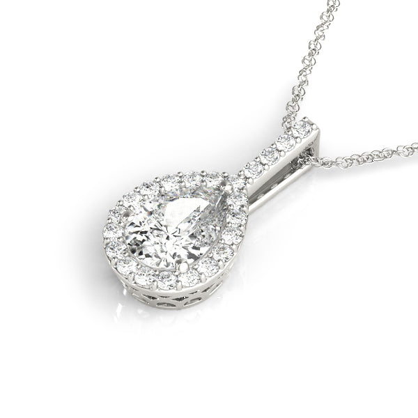 Iris Pear Halo Pendant