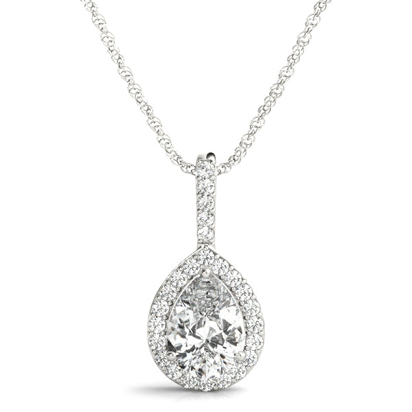 Rosea Pear Halo Pendant