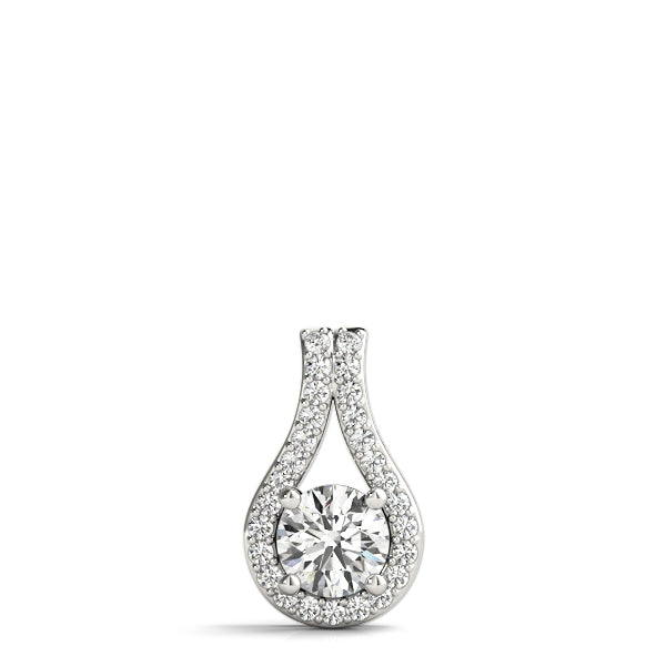 Zinnia Tear-shaped Round Halo Pendant