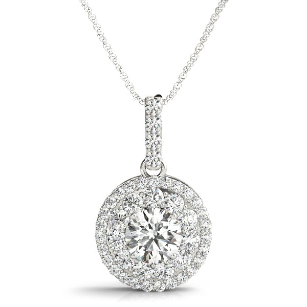 Marigold Round Double Halo Drop Pendant