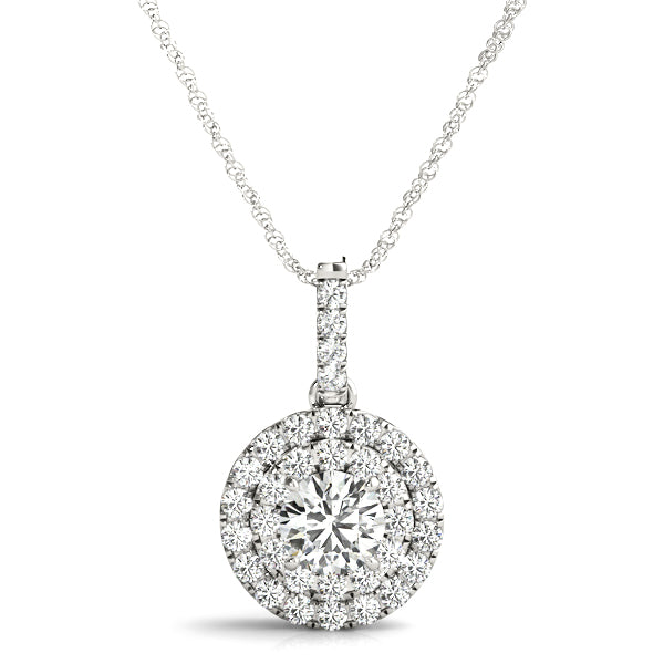 Magnolia Round Double Halo Pendant