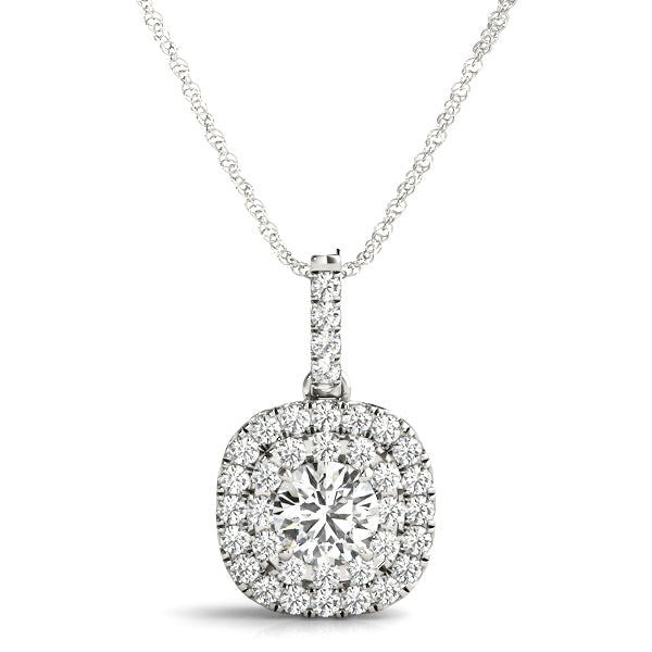 Fleur Round Double Halo Pendant