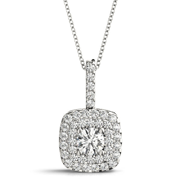 Camellia Round Double Halo Pendant