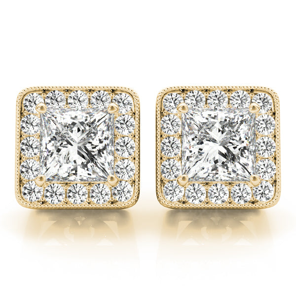 Barcelona Princess Bezel Halo Studs Earrings