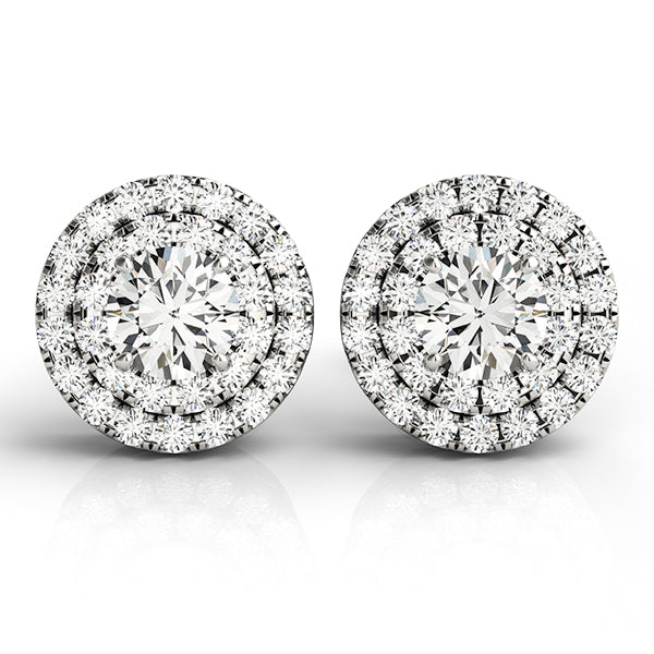Geneva Round Double Halo Studs Earrings