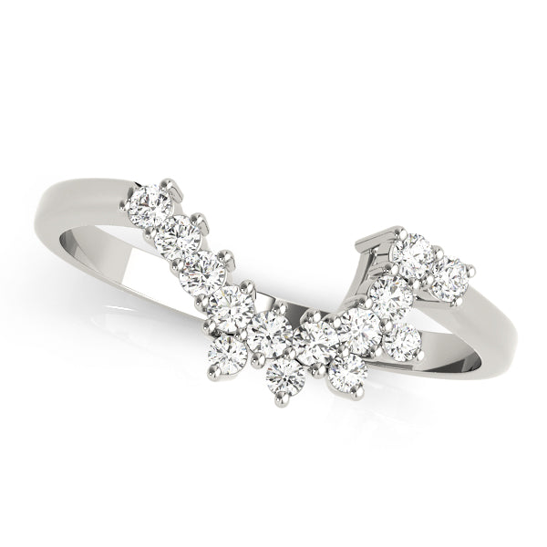 Camellia Curved Wedding Band in 9K White Gold