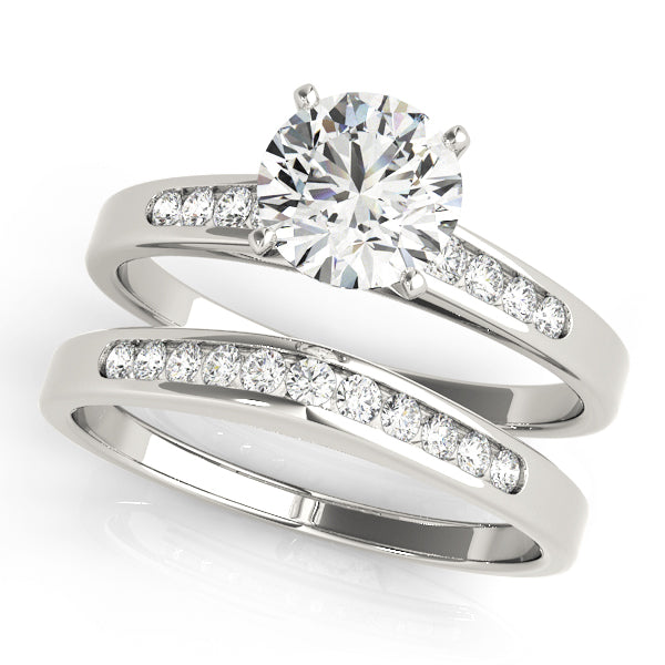 Uluru Bezel Pave Tappered Shank Engagement Ring