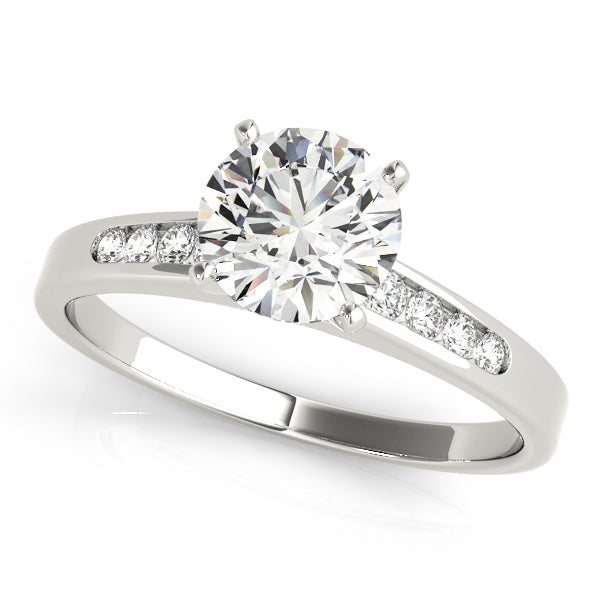 Uluru Bezel Pave Tapered Shank Engagement Ring