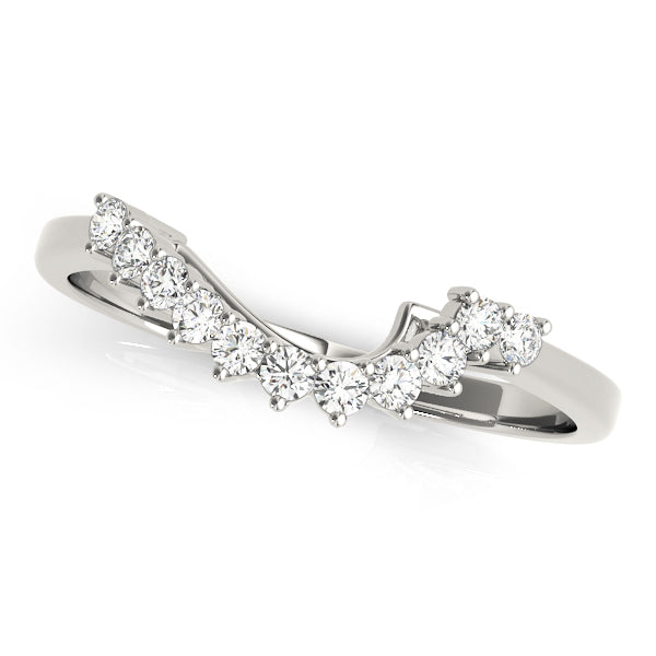 Violet Curved Wedding Band in 9K White Gold