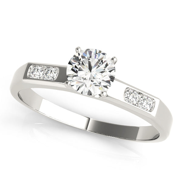 Moonlit Side Stone Engagement Ring in 9K Round White Gold