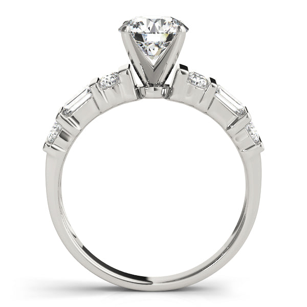 Saphira Side Stone Engagement Ring in 9K Round White Gold