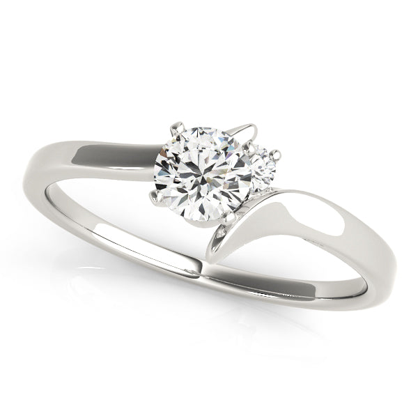 Crystaline Delicate Side Stone Engagement Ring in 9K Round White Gold