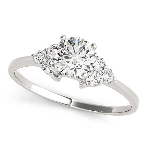 Devonport Side Stone With High Set Engagement Ring in 9K Round White Gold