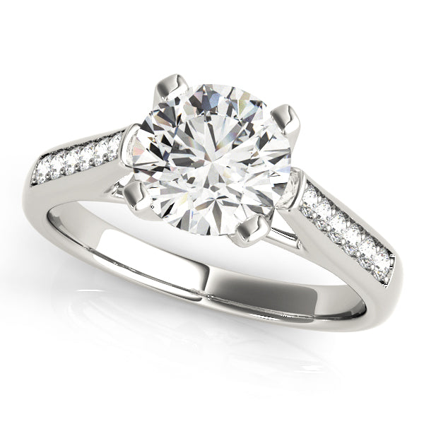 Solene Bezel Pave Engagement Ring in 9K Round White Gold