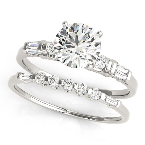 Empress Side Stone Engagement Ring in 9K Round White Gold