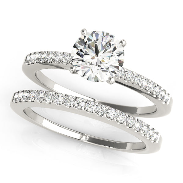 Esperance 1/2 Pave Engagement Ring in 9K Round White Gold