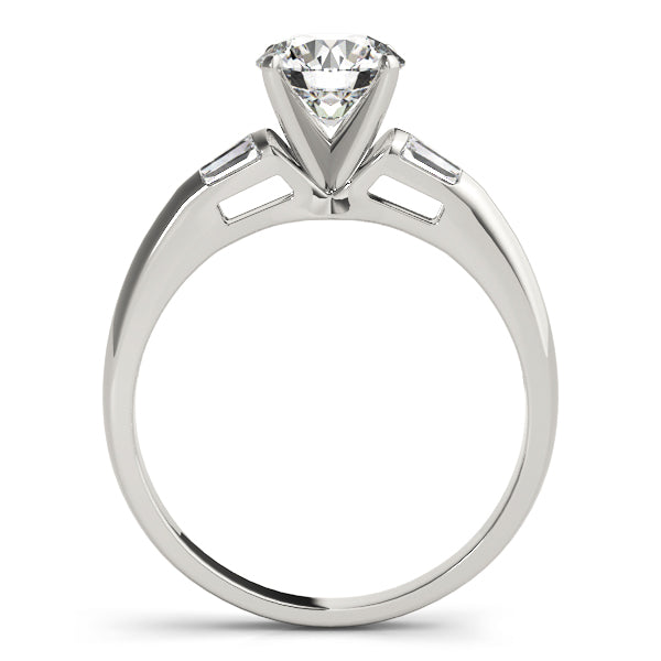 Opulent Three Stone Engagement Ring in 9K Round White Gold
