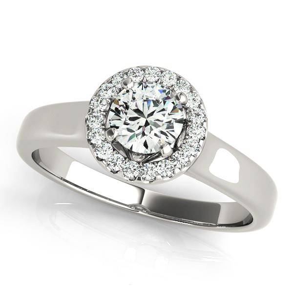 Callista High Set Halo Engagement Ring in 9K Round White Gold