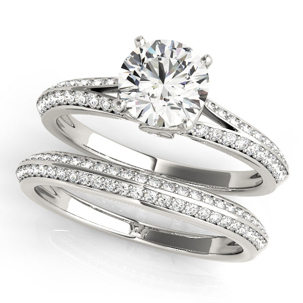 Ember Double Pave Engagement Ring in 9K Round White Gold