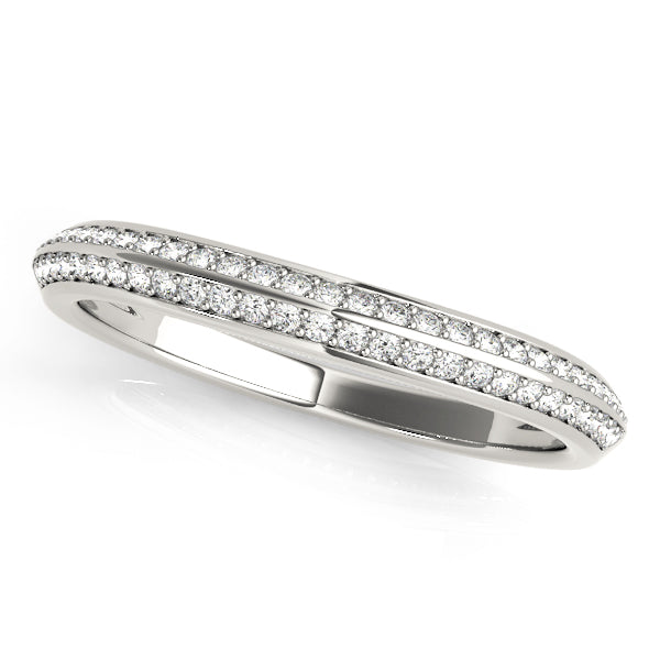 Prague Curved Wedding Band in 9K White Gold