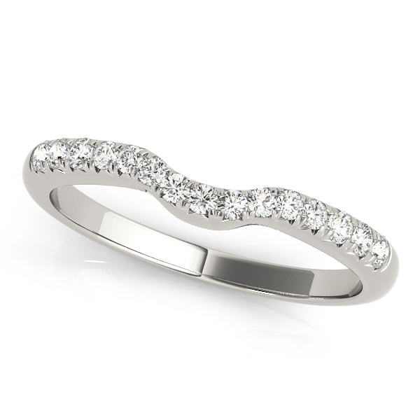 Capri Curved Wedding Band in 9K White Gold