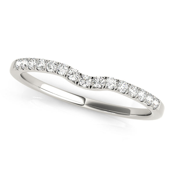 Monaco Curved Wedding Band in 9K White Gold