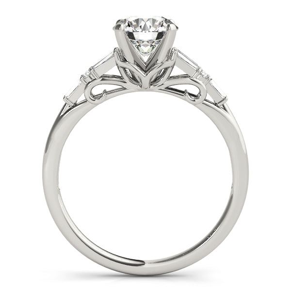 Talia Side Stone Engagement Ring in 9K Round White Gold