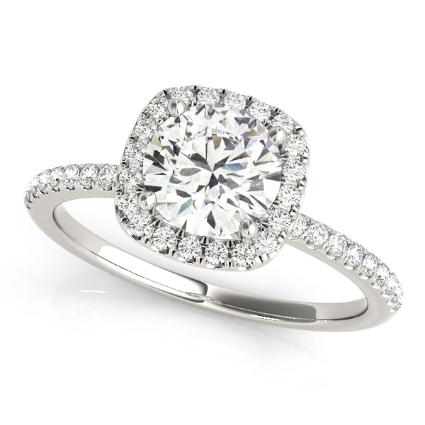 Brisbane Halo Pave Engagement Ring in 9K Round White Gold