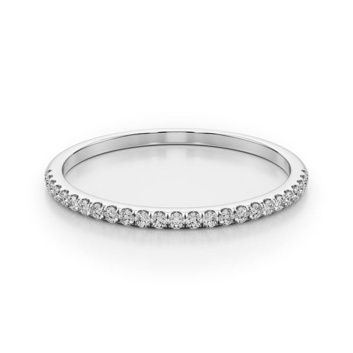 Lucerne Wedding Band Prong Set in 9K White Gold