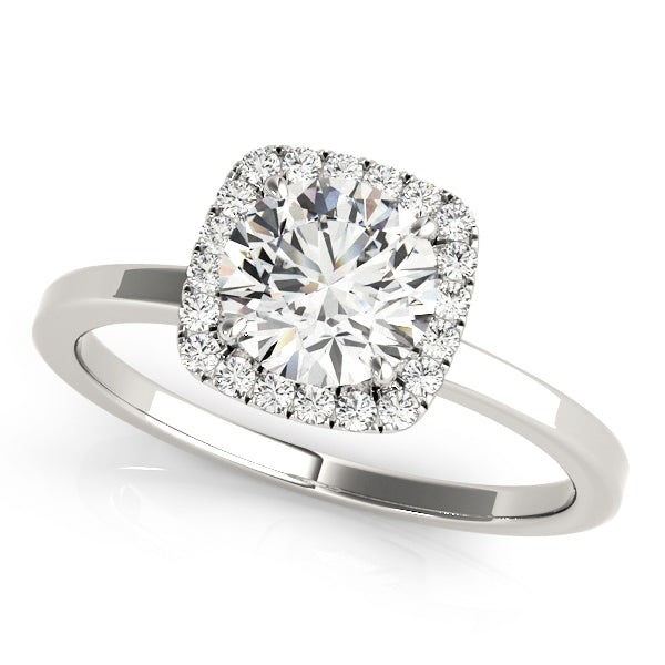 Fiorella Halo solitaire Engagement Ring in 9K Round White Gold