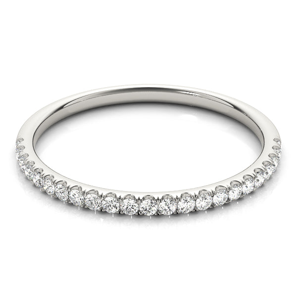 Seville Wedding Band Prong Set in 9K White Gold
