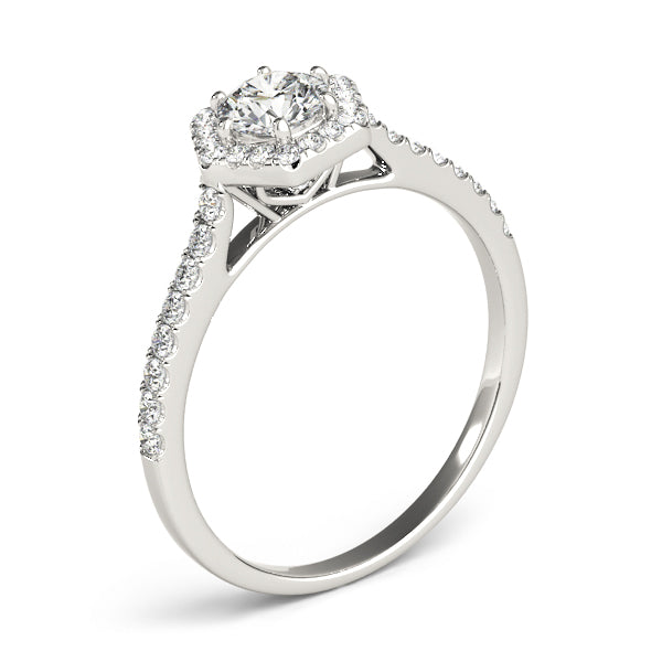 Sydney Halo Pave Engagement Ring in 9K Round White Gold