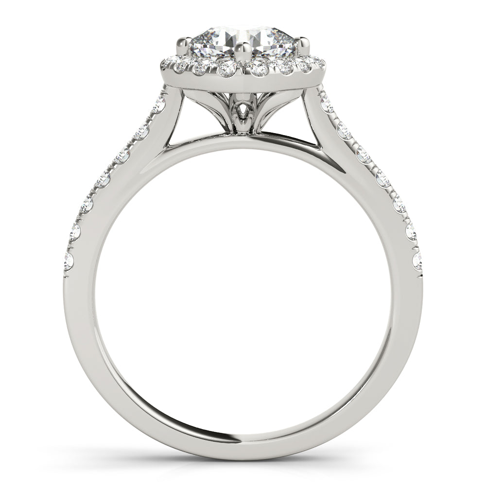 Avalon Tappered Pave With Halo Engagement Ring