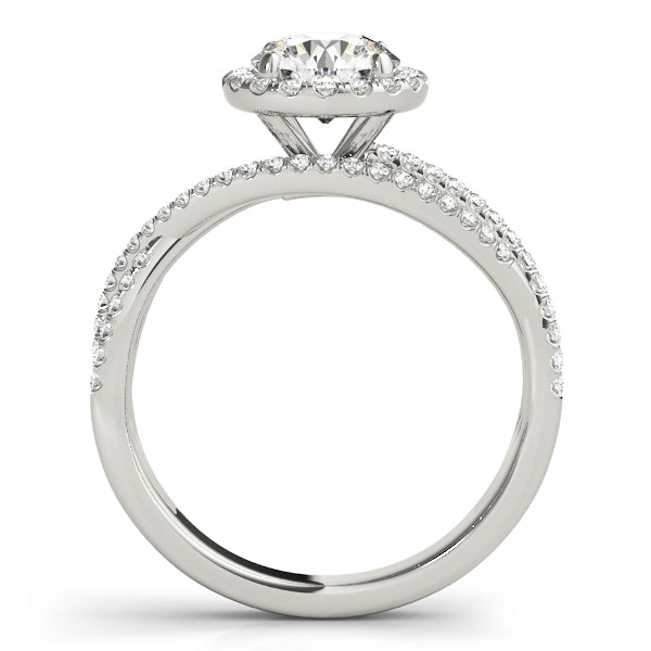 Eclat Halo Multirow Engagement Ring in 9K Round White Gold