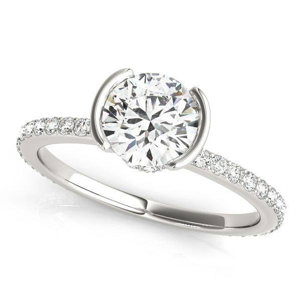 Hobart Bezel Pave Engagement Ring in Round 18K Yellow Gold