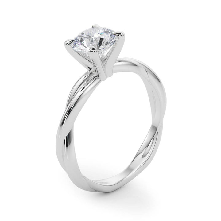 Harmonia Twisted Shank Engagement Ring in 9K Round White Gold
