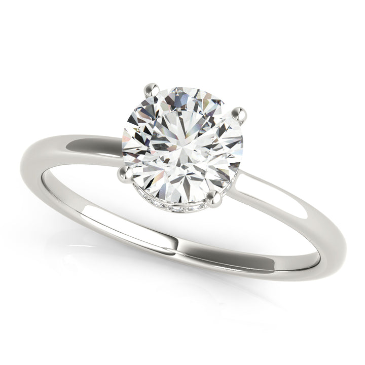 Gilded Hidden Halo Engagement Ring in 9K Round White Gold