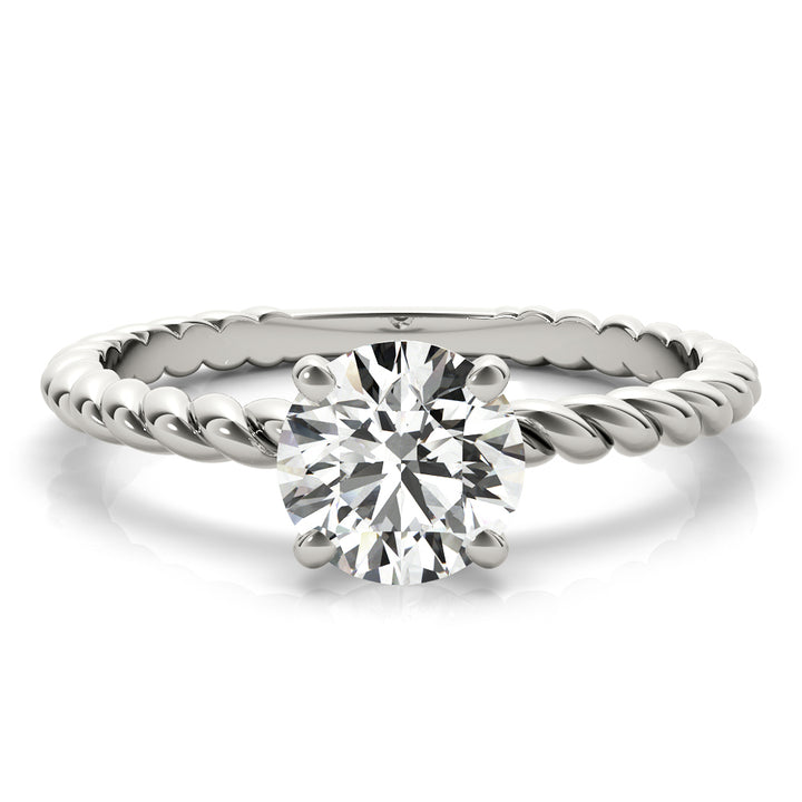 Honeysuckle Twisted Shank Engagement Ring in 9K Round White Gold