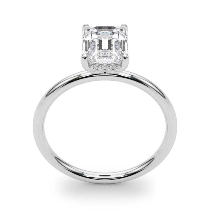 Pristina Hidden Halo Emerald Engagement Ring in 9K Round White Gold