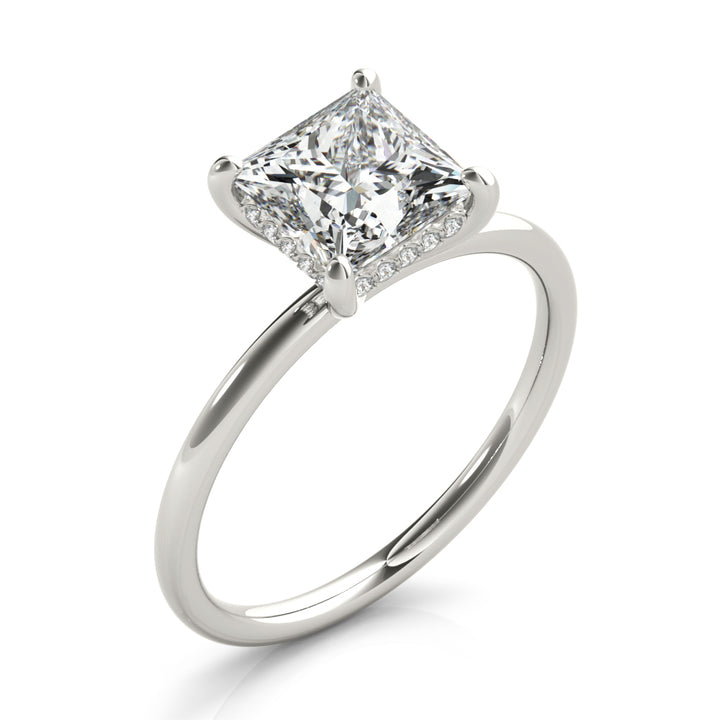 Shepparton Elegant Hidden Halo With Squared Diamond Engagement Ring in 9K Round White Gold