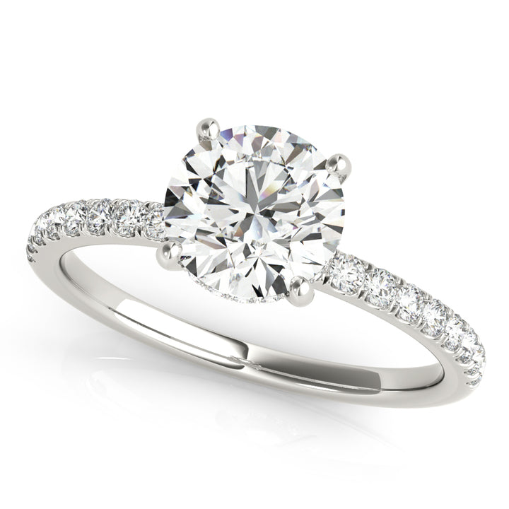 Amarilis Hidden Halo Pave Engagement Ring in 9K Round White Gold