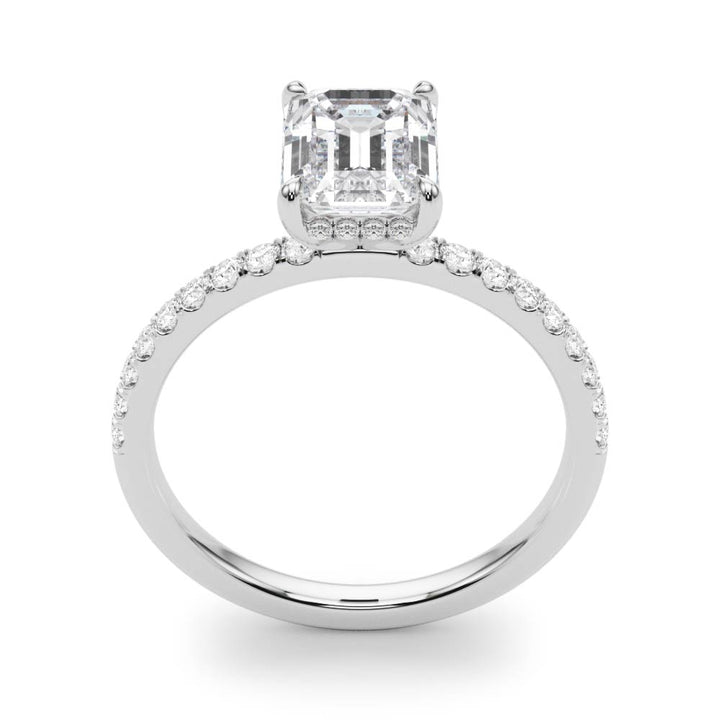 Evangeline Hidden Halo Pave Engagement Ring in 9K Round White Gold